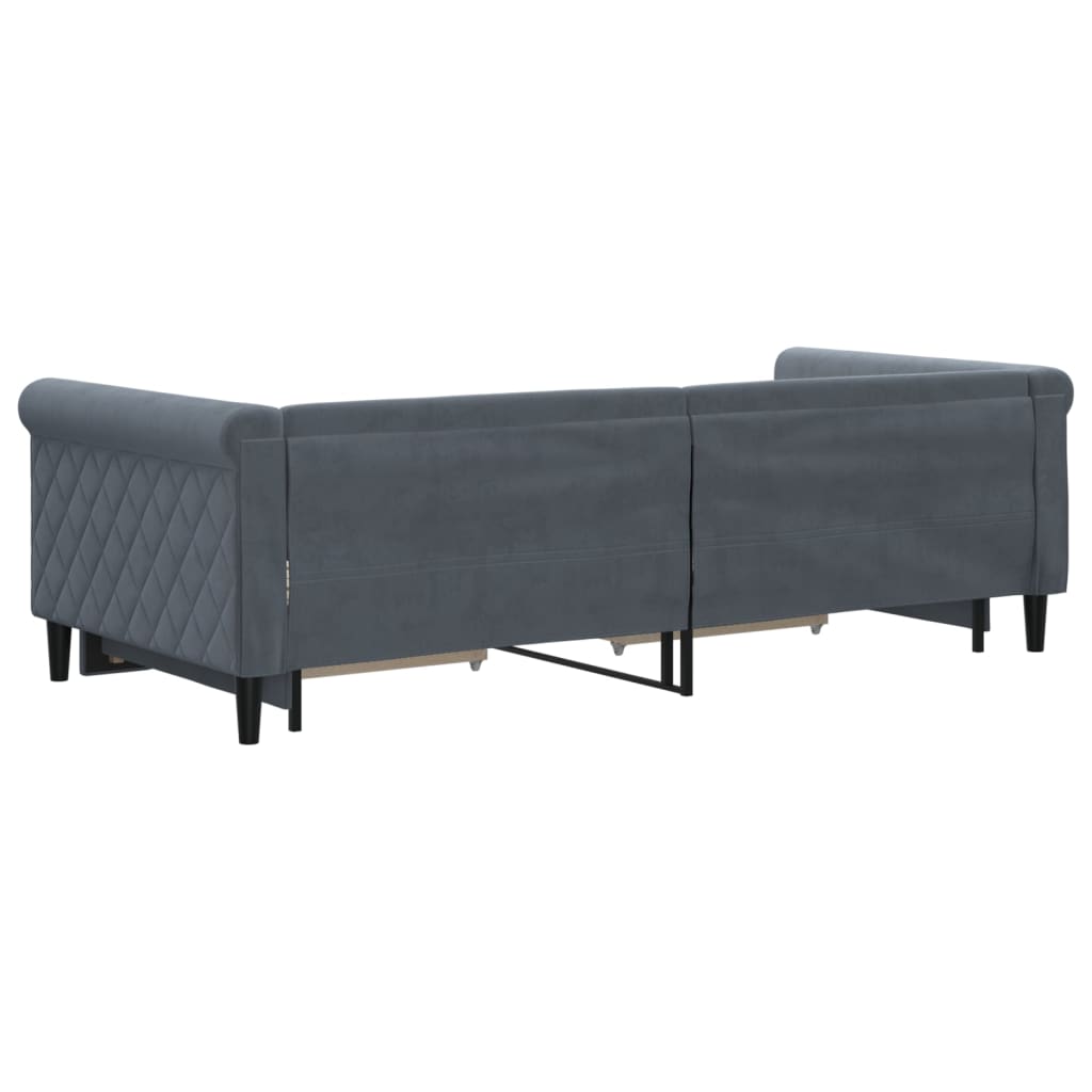 vidaXL Sofá cama nido con cajones terciopelo gris oscuro 90x200 cm