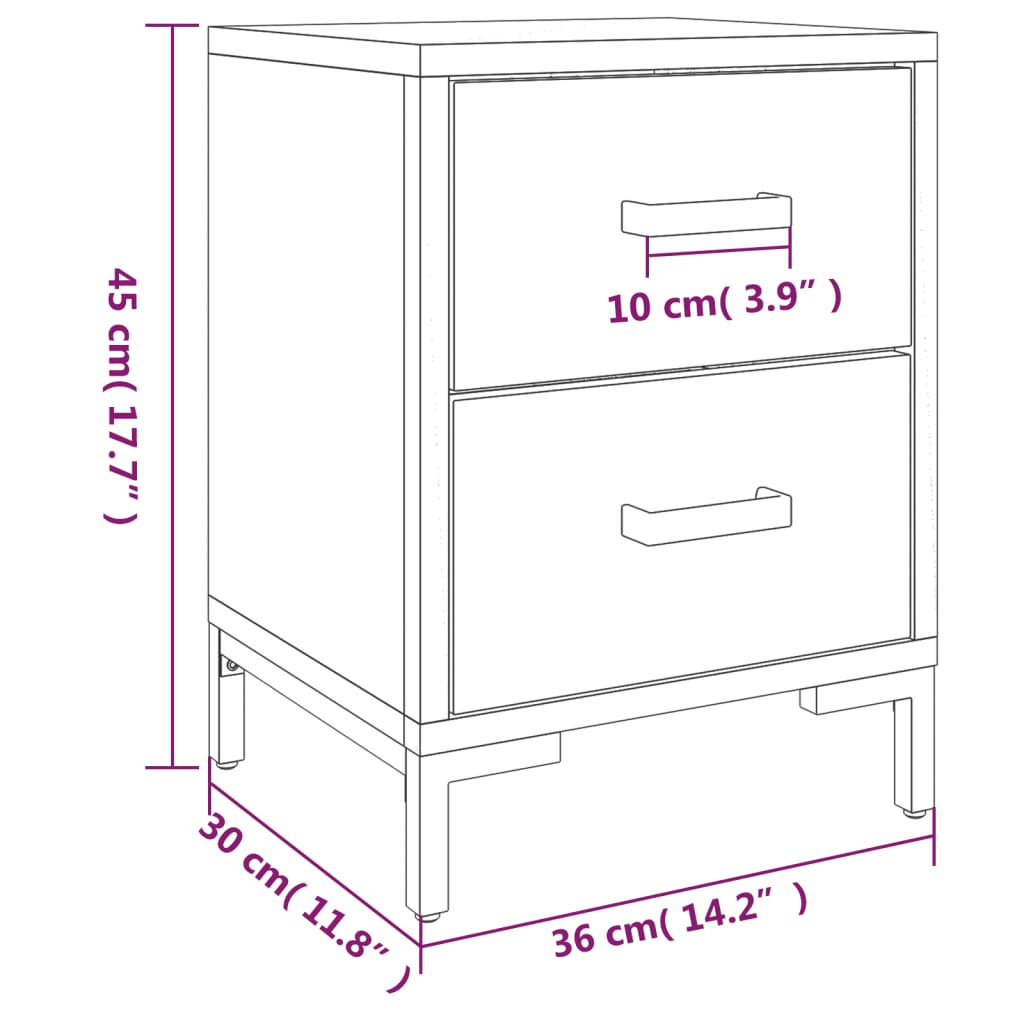 vidaXL Mesitas de noche 2 uds madera maciza de pino negro 36x30x45 cm