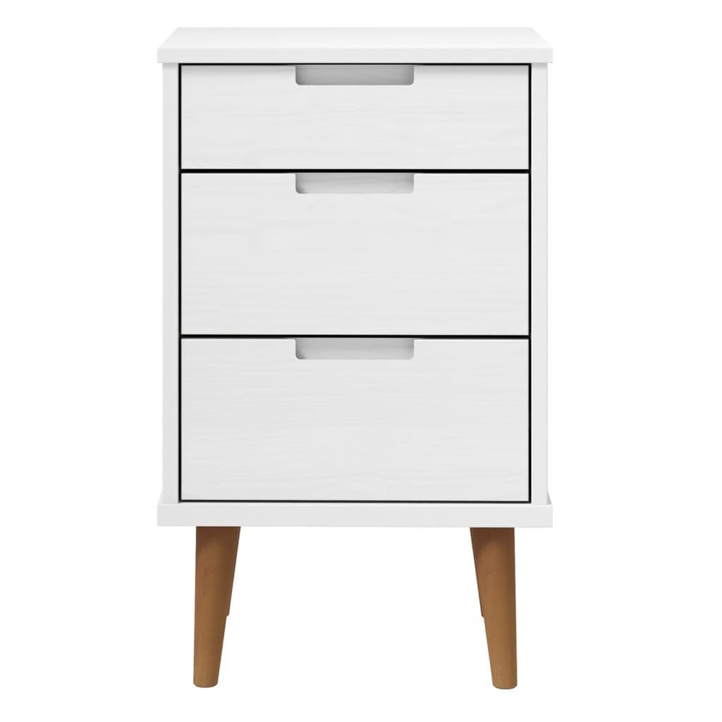 vidaXL Mesita de noche MOLDE madera maciza de pino blanca 40x35x65 cm