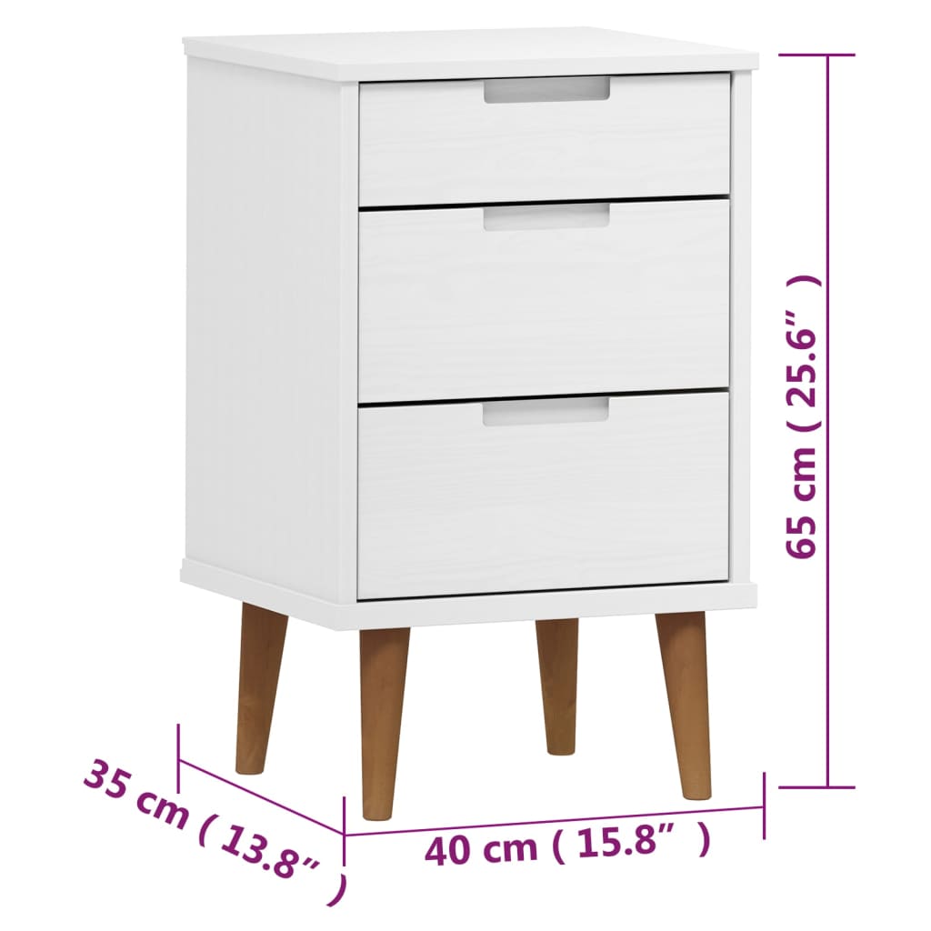 vidaXL Mesita de noche MOLDE madera maciza de pino blanca 40x35x65 cm