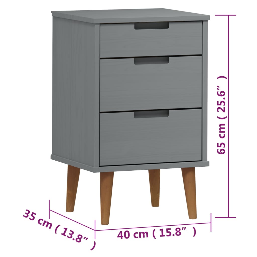 vidaXL Mesita de noche MOLDE madera maciza de pino gris 40x35x65 cm