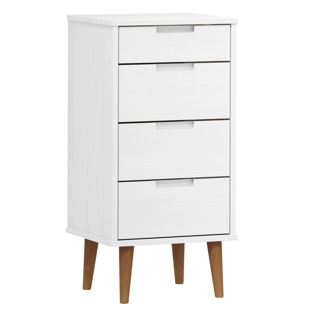 vidaXL Mesita de noche MOLDE madera maciza de pino blanca 40x35x82 cm