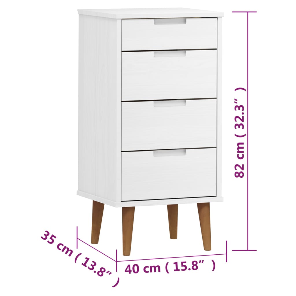 vidaXL Mesita de noche MOLDE madera maciza de pino blanca 40x35x82 cm