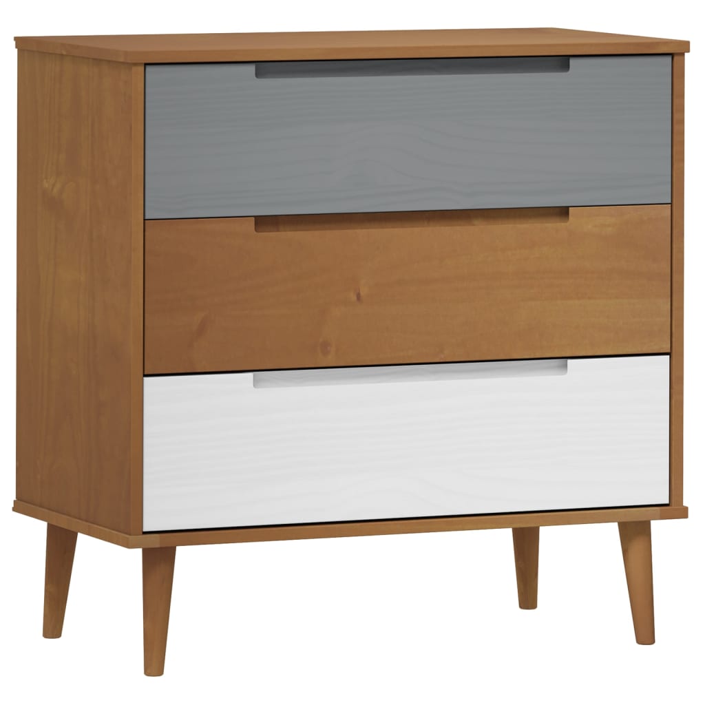 vidaXL Mesita de noche MOLDE madera maciza de pino marrón 80x40x80 cm