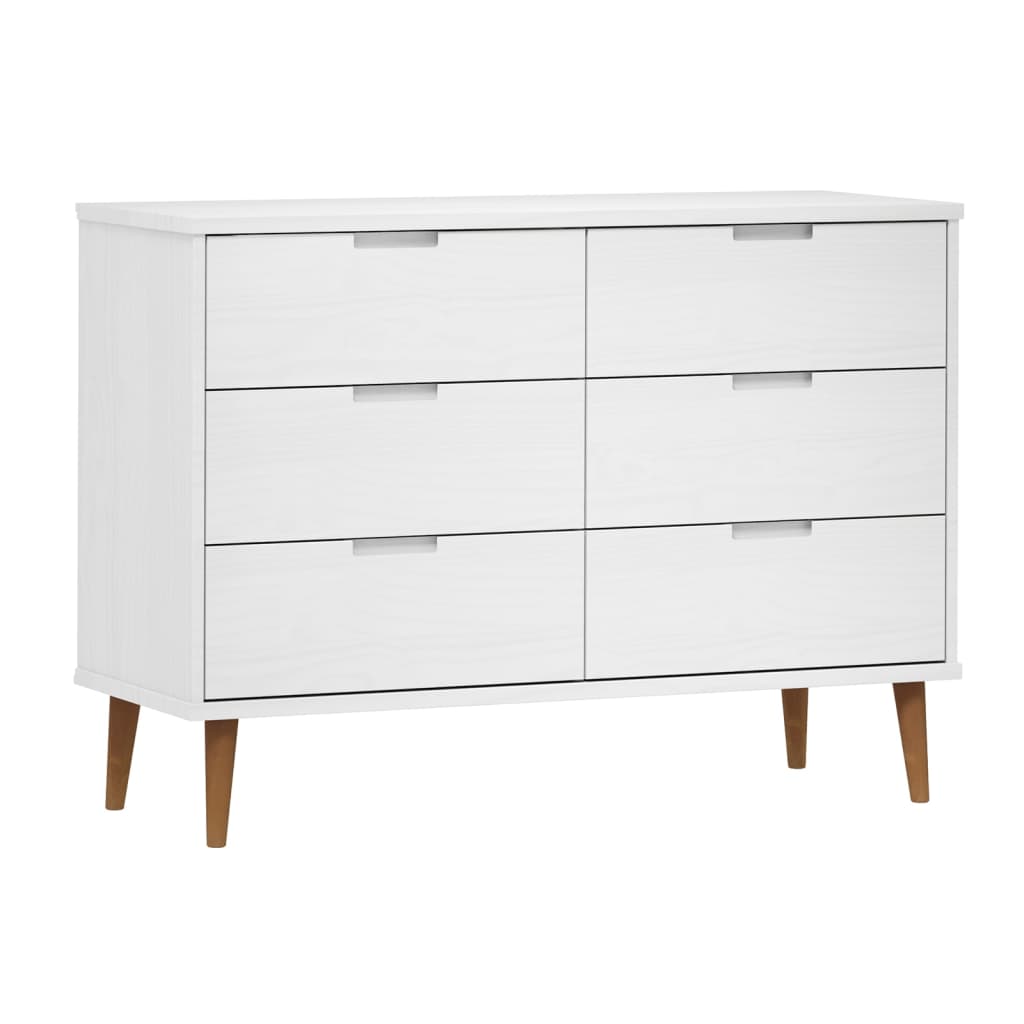 vidaXL Mesita de noche MOLDE madera maciza de pino blanca 113x40x80 cm