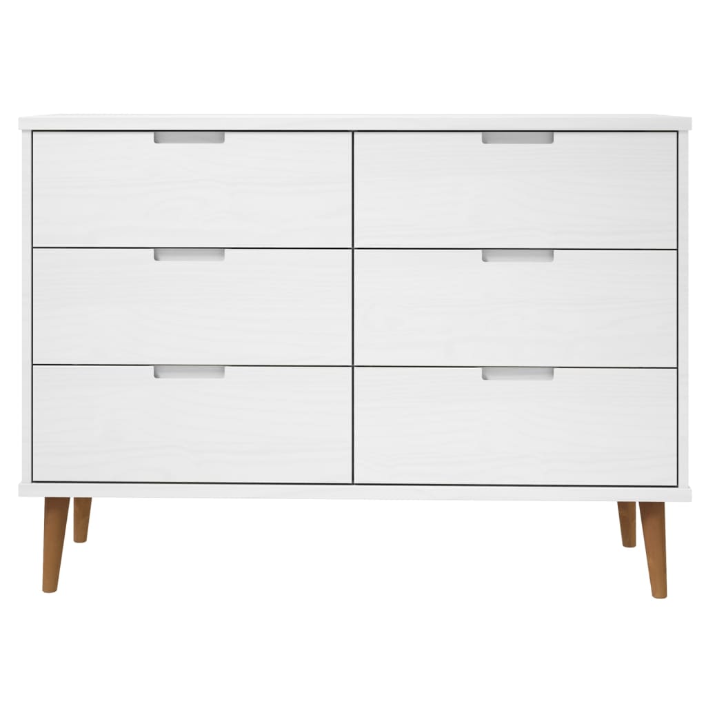 vidaXL Mesita de noche MOLDE madera maciza de pino blanca 113x40x80 cm