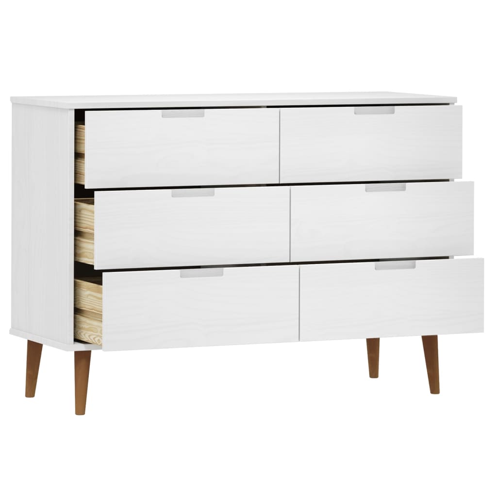 vidaXL Mesita de noche MOLDE madera maciza de pino blanca 113x40x80 cm