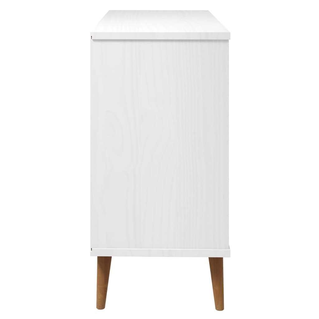 vidaXL Mesita de noche MOLDE madera maciza de pino blanca 113x40x80 cm