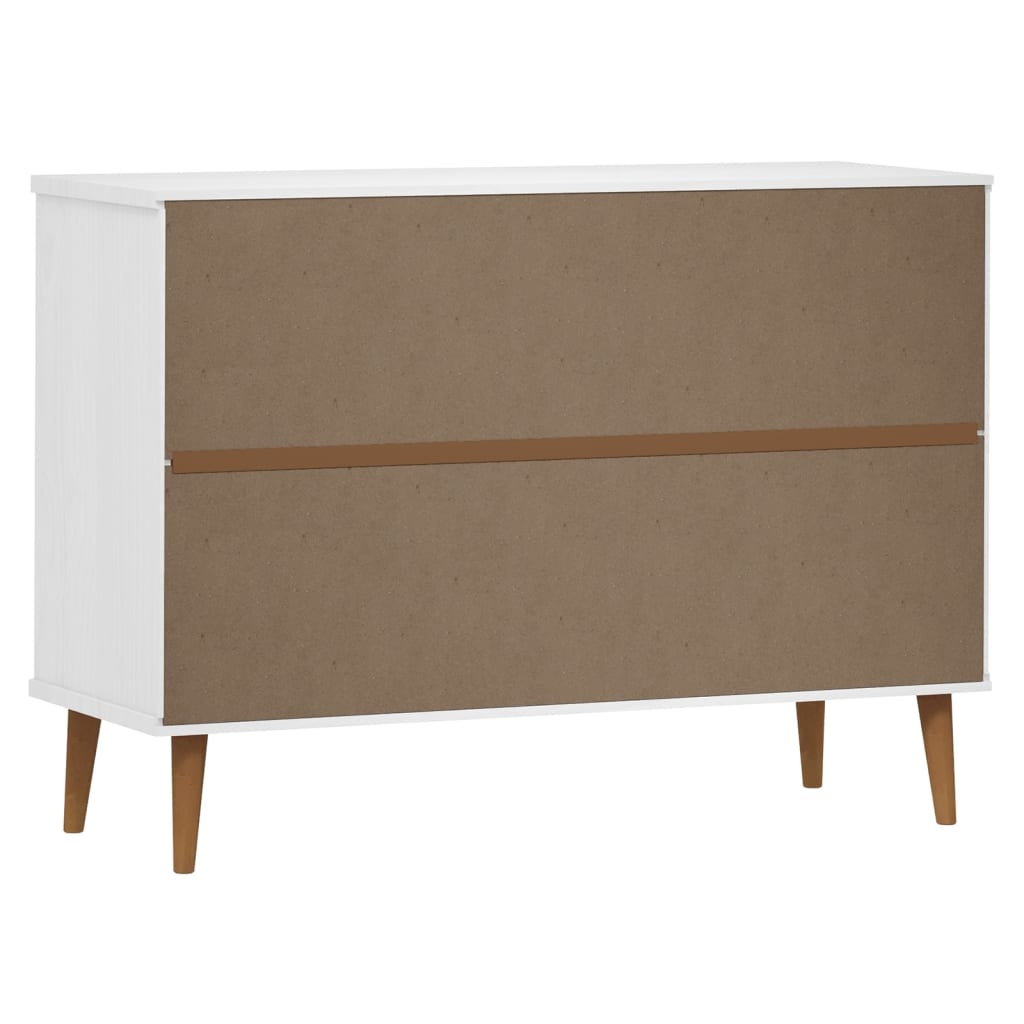 vidaXL Mesita de noche MOLDE madera maciza de pino blanca 113x40x80 cm