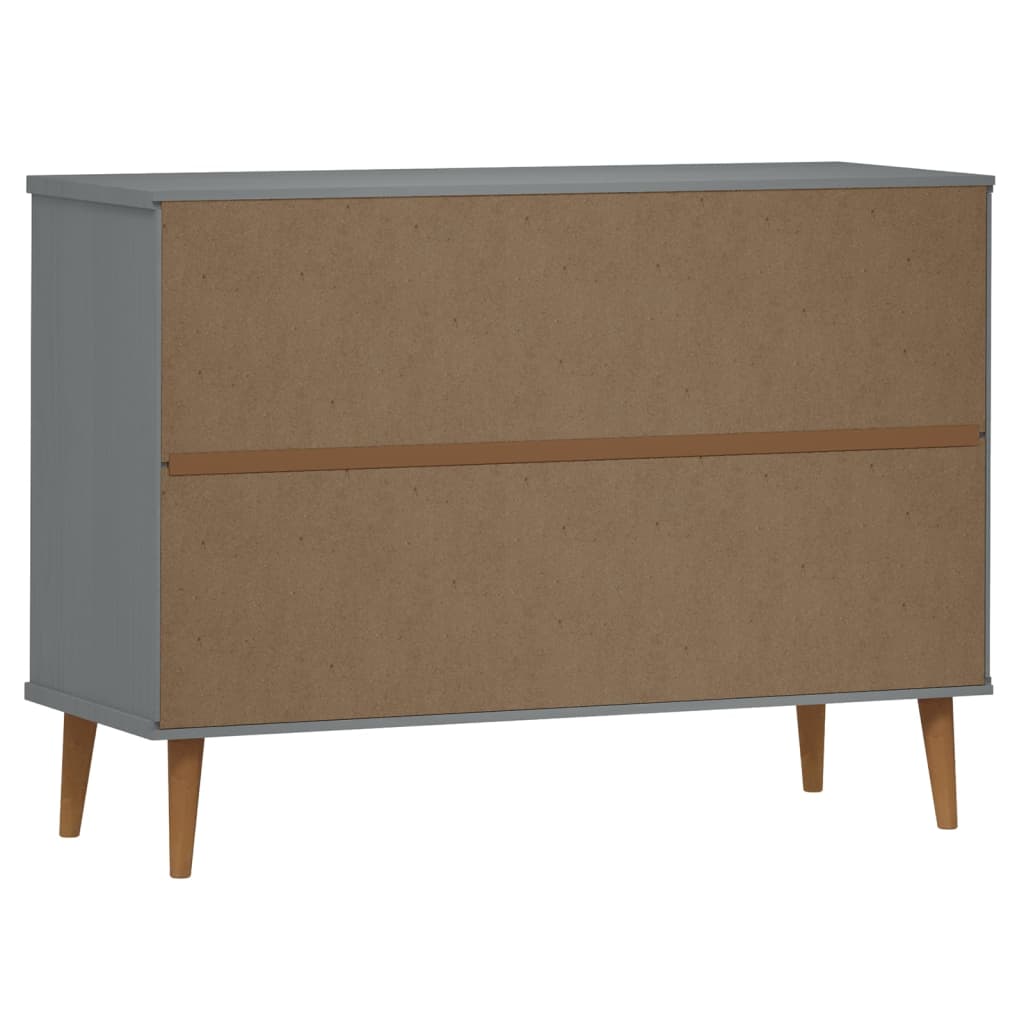 vidaXL Mesita de noche MOLDE madera maciza de pino gris 113x40x80 cm