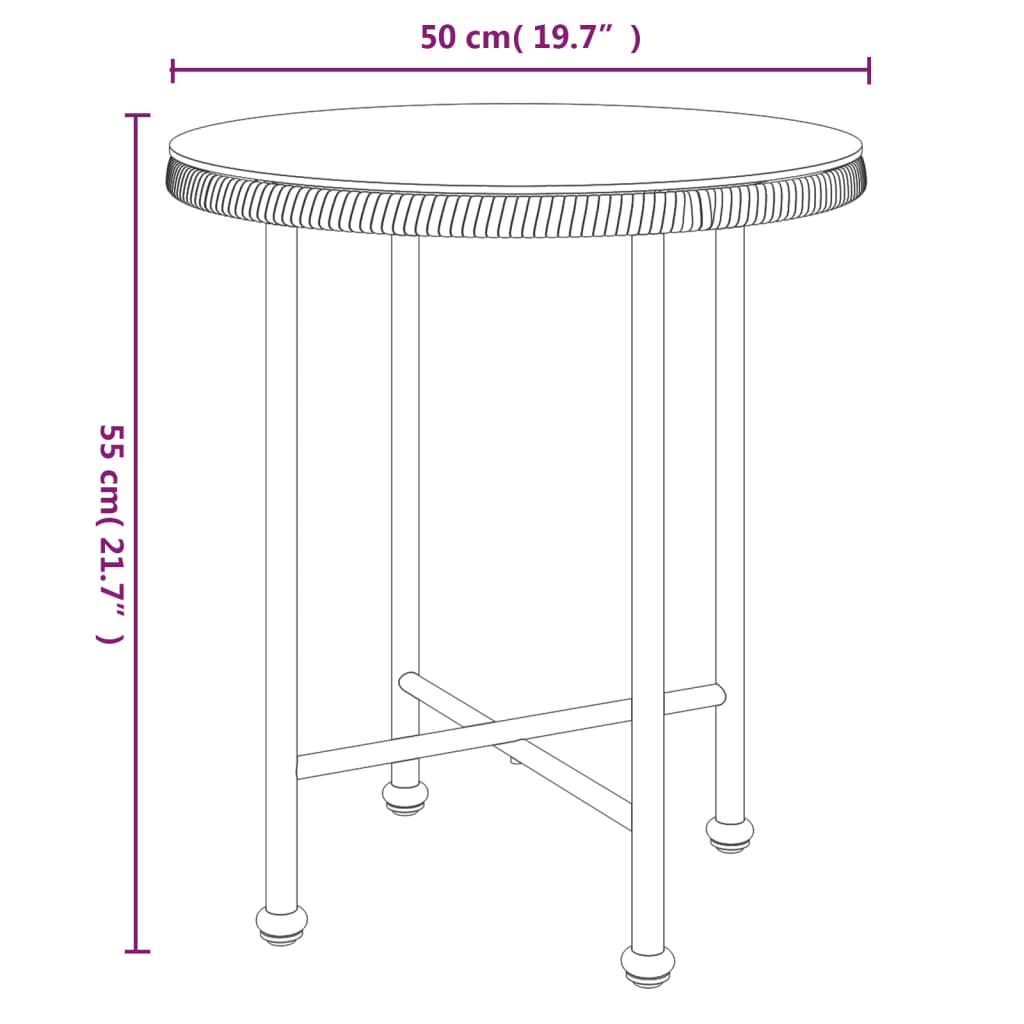 vidaXL Mesa de comedor de vidrio templado y acero 50 cm