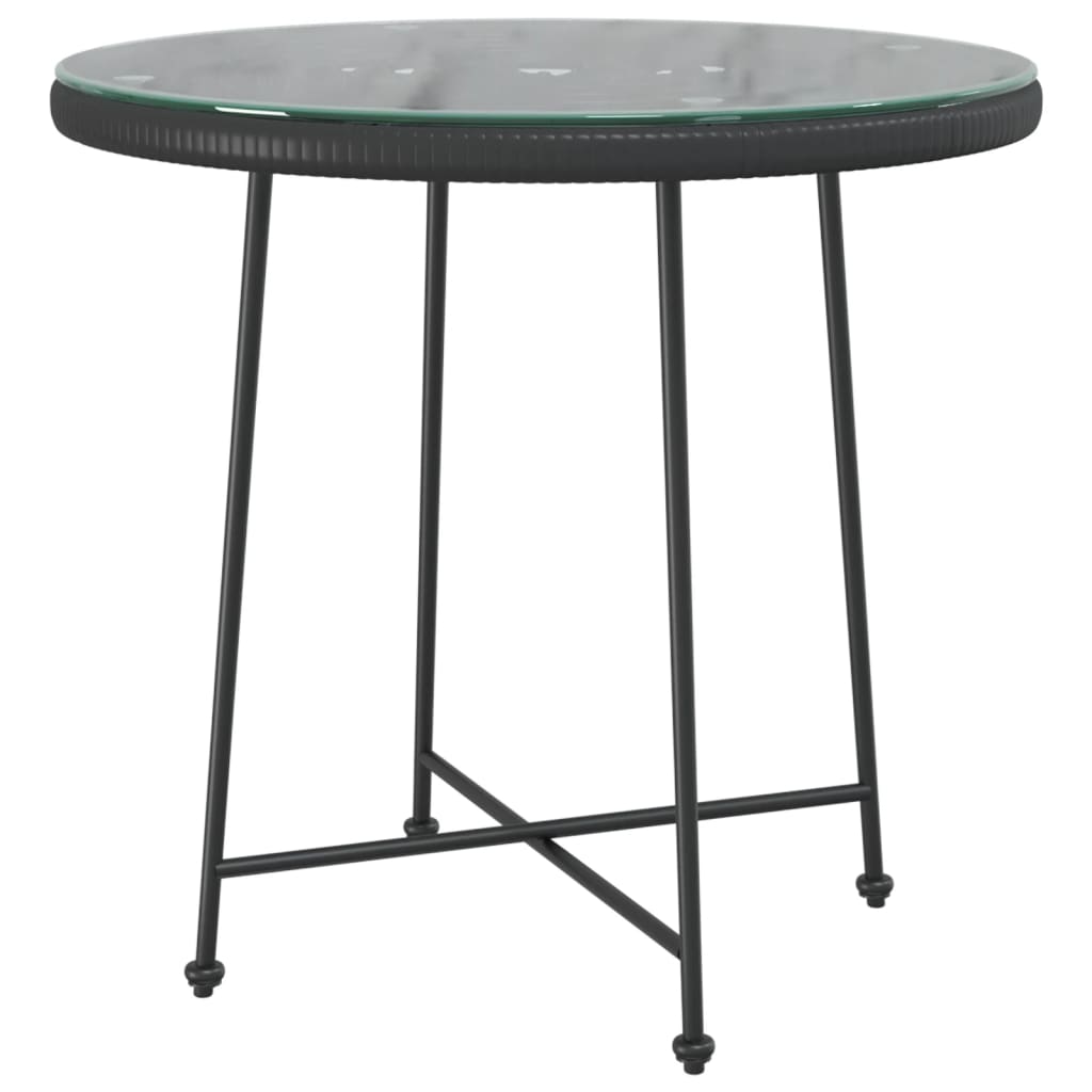 vidaXL Mesa de comedor de vidrio templado y acero negro 80 cm