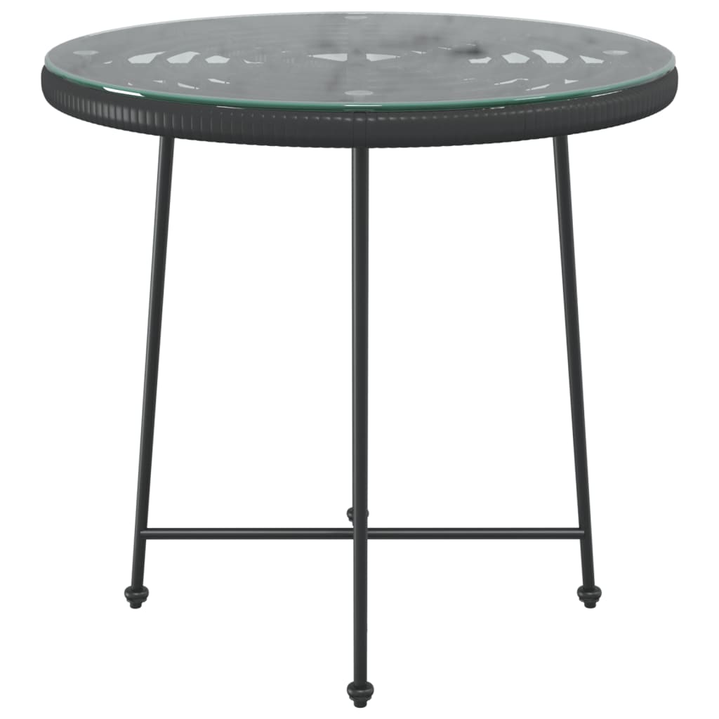 vidaXL Mesa de comedor de vidrio templado y acero negro 80 cm