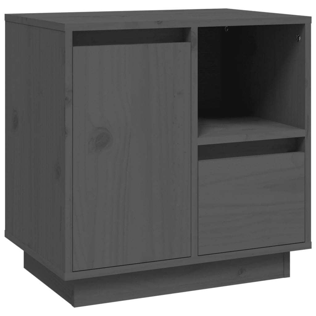 vidaXL Mesita de noche madera maciza de pino gris 50x34x50 cm