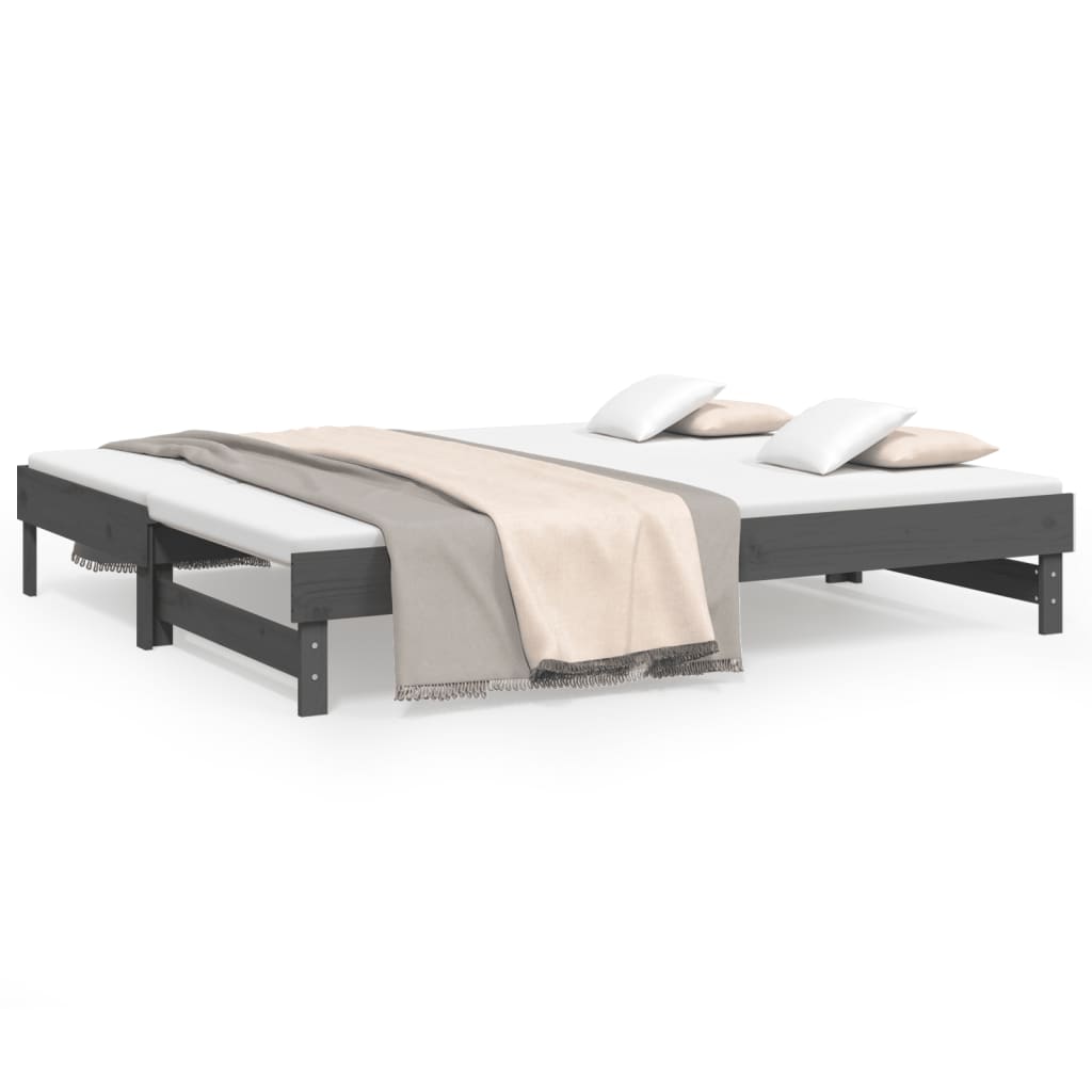 vidaXL Sofá cama extraíble madera maciza de pino gris 2x(100x200) cm