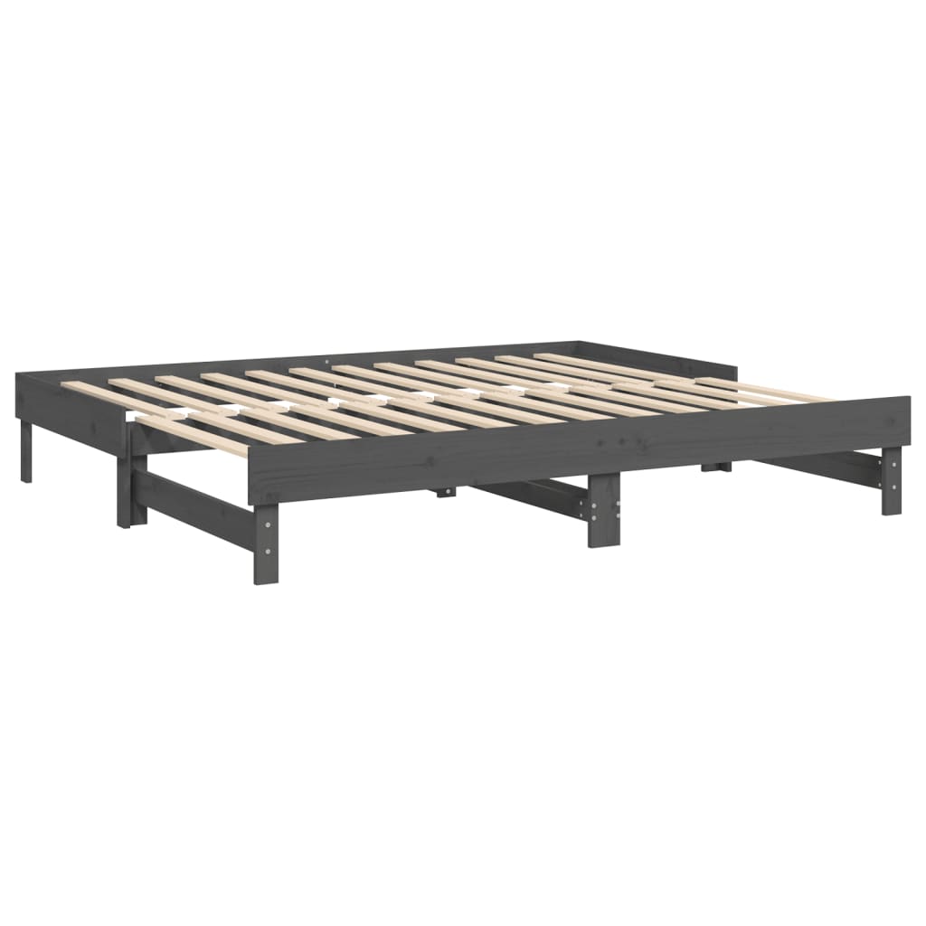 vidaXL Sofá cama extraíble madera maciza de pino gris 2x(100x200) cm