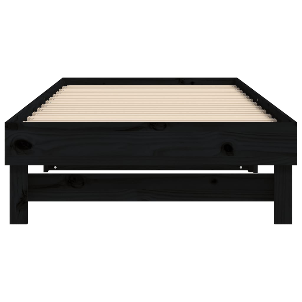 vidaXL Sofá cama extraíble madera maciza de pino negro 2x(100x200) cm