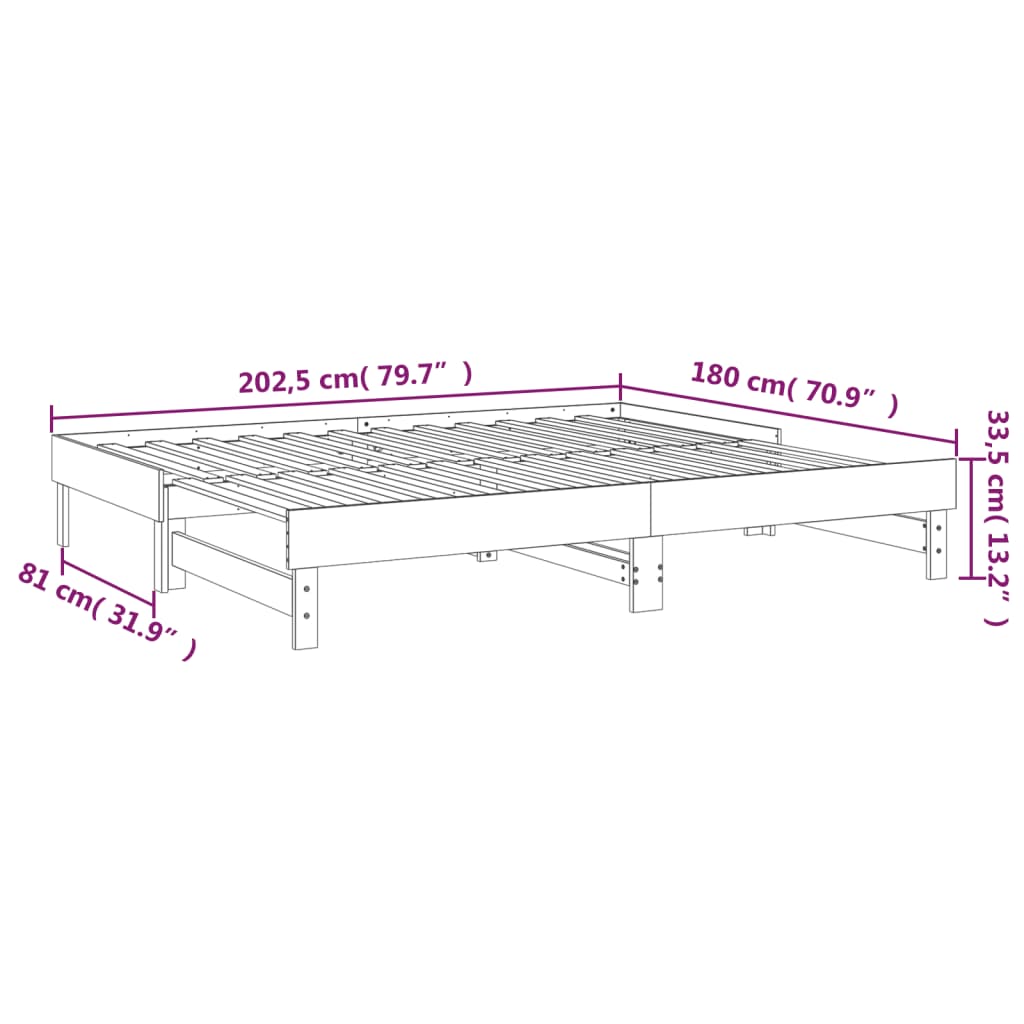 vidaXL Sofá cama extraíble sin colchón gris 2x(90x200) cm