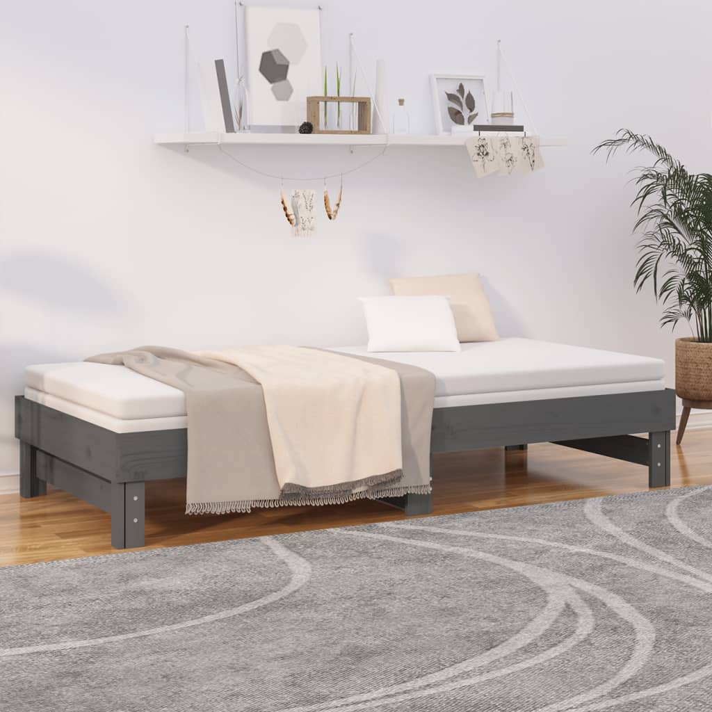 vidaXL Sofá cama extraíble sin colchón gris 2x(90x200) cm