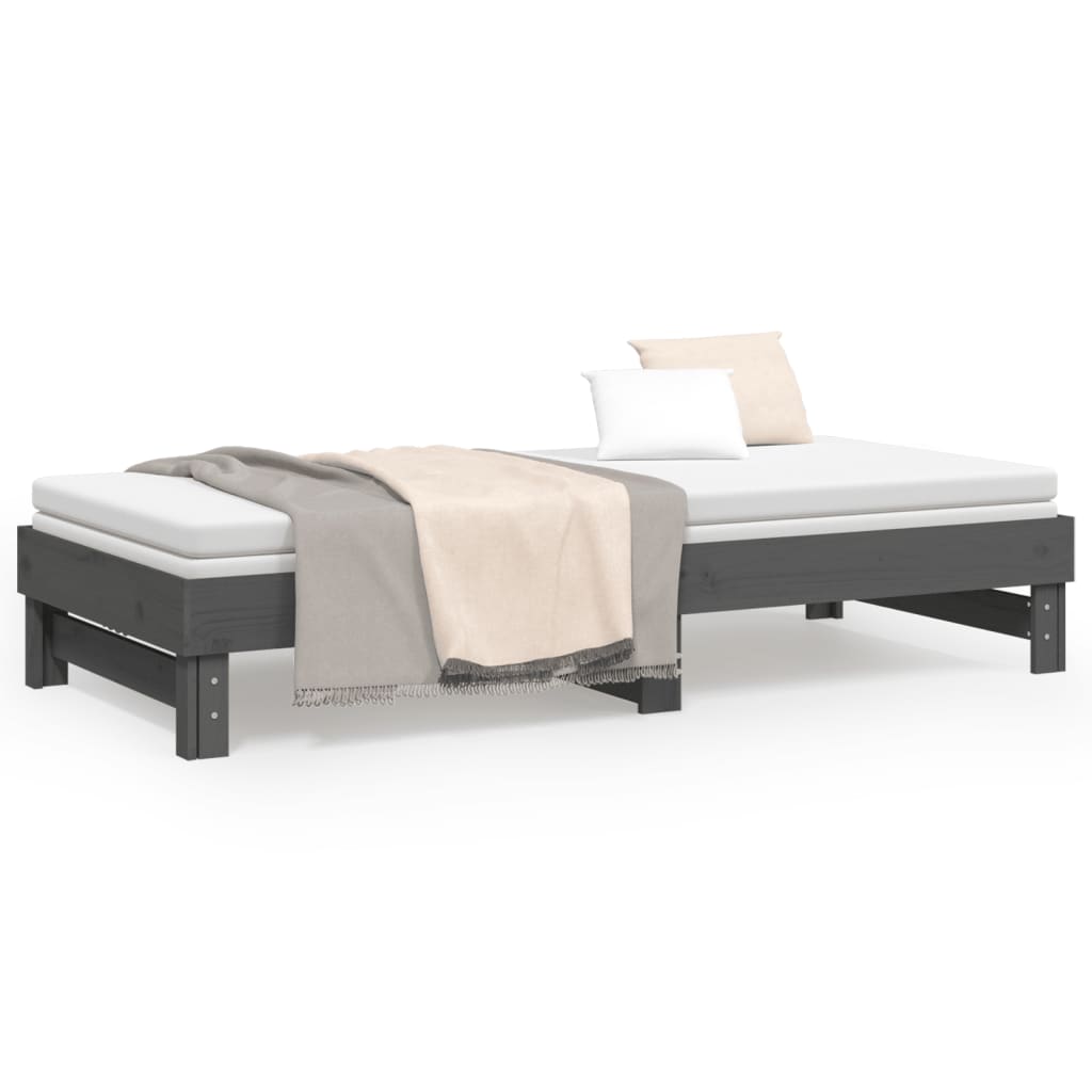 vidaXL Sofá cama extraíble sin colchón gris 2x(90x200) cm