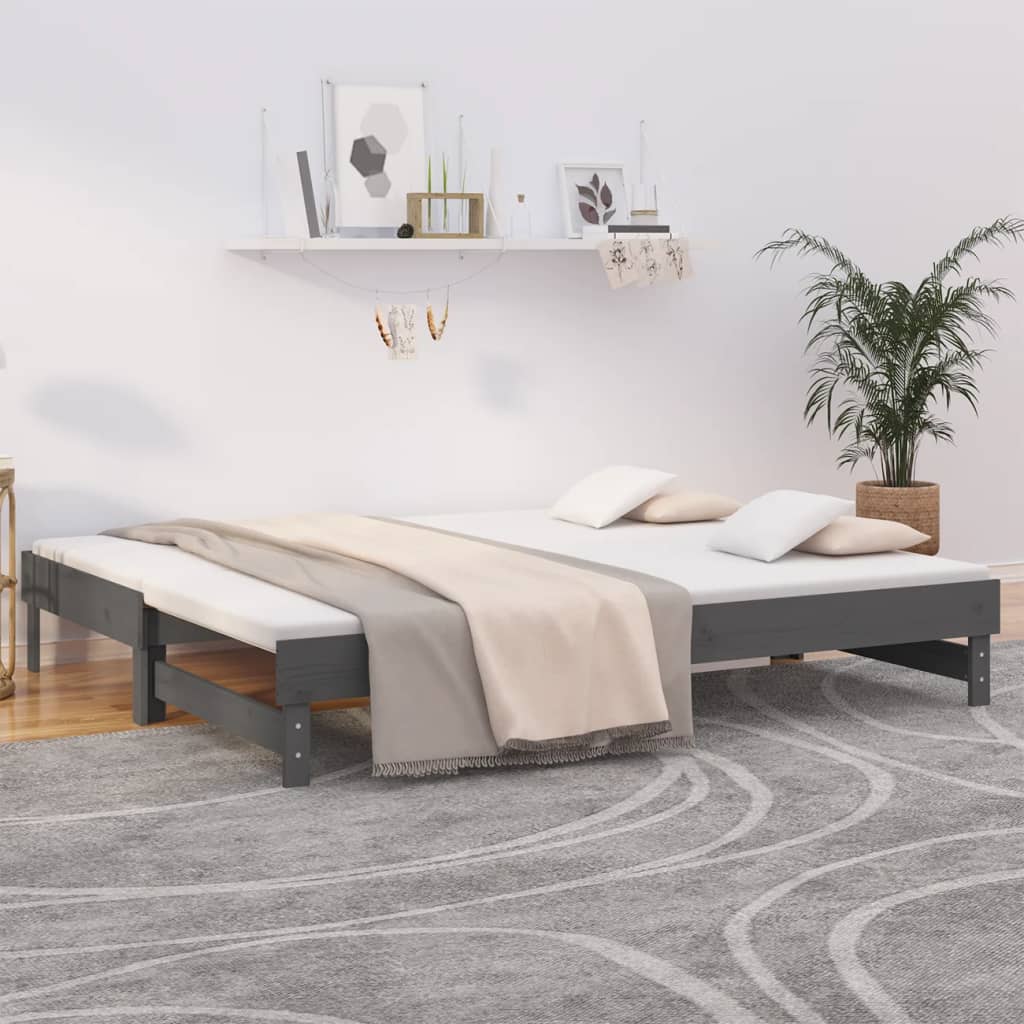 vidaXL Sofá cama extraíble sin colchón gris 2x(90x200) cm