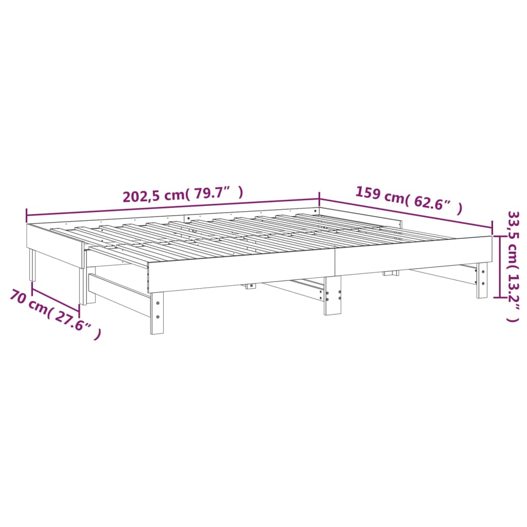 vidaXL Sofá cama extraíble madera maciza de pino 2x(80x200) cm