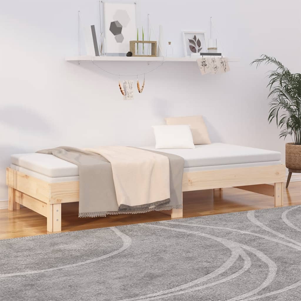 vidaXL Sofá cama extraíble madera maciza de pino 2x(80x200) cm