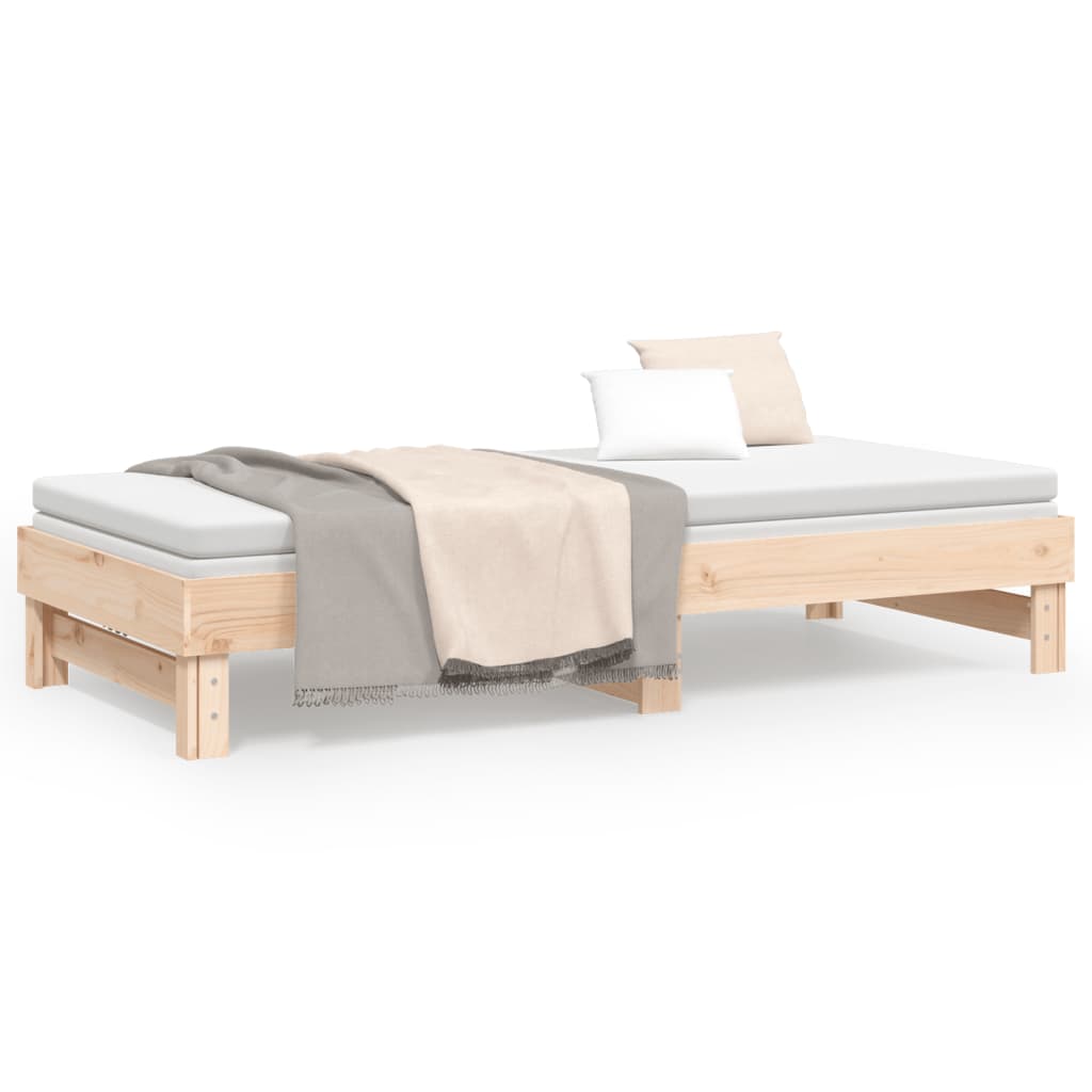 vidaXL Sofá cama extraíble madera maciza de pino 2x(80x200) cm