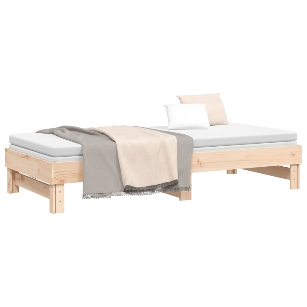 vidaXL Sofá cama extraíble madera maciza de pino 2x(80x200) cm