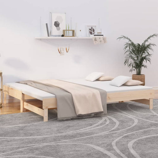 vidaXL Sofá cama extraíble madera maciza de pino 2x(80x200) cm