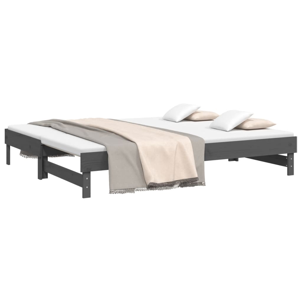 vidaXL Sofá cama extraíble madera maciza de pino gris 2x(80x200) cm