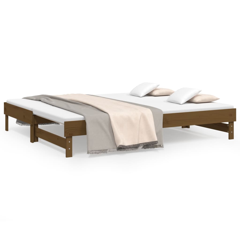 vidaXL Sofá cama extraíble sin colchón marrón miel 2x(80x200) cm