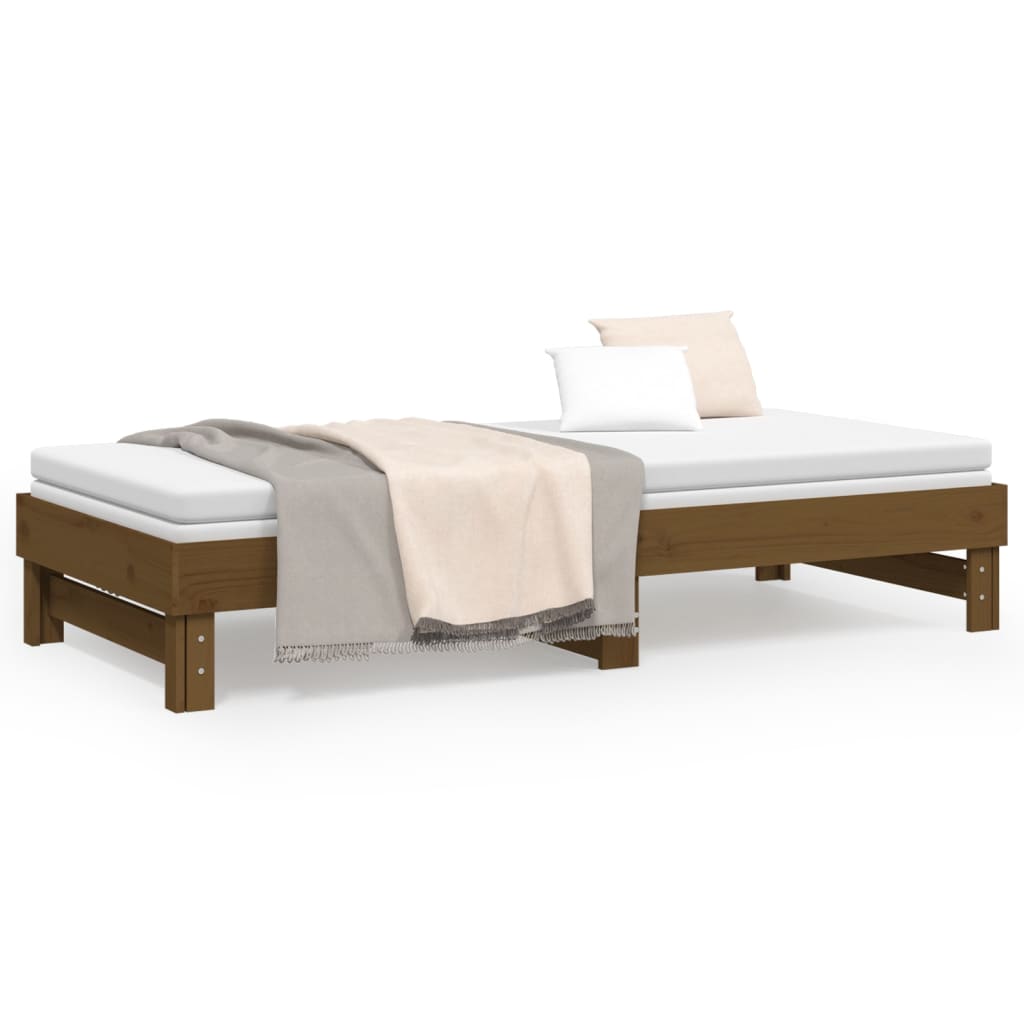 vidaXL Sofá cama extraíble sin colchón marrón miel 2x(80x200) cm