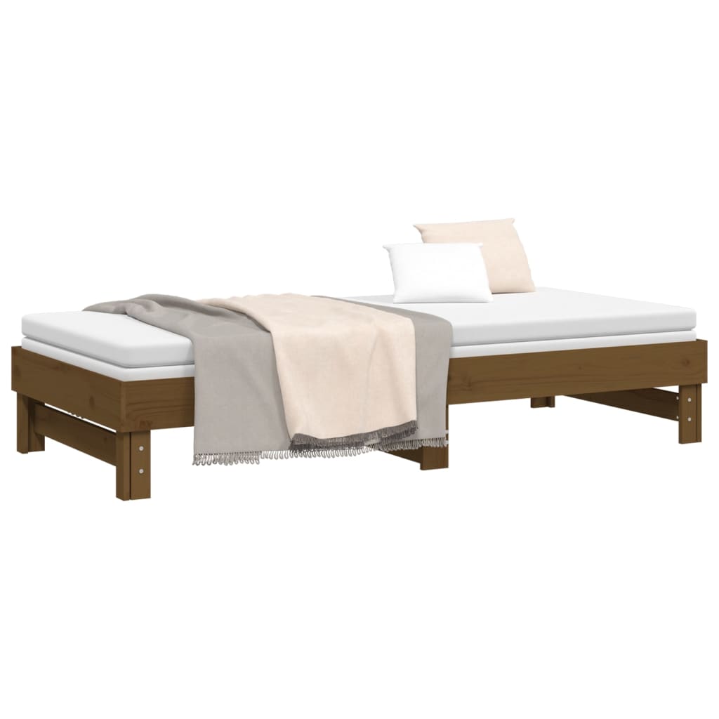 vidaXL Sofá cama extraíble sin colchón marrón miel 2x(80x200) cm