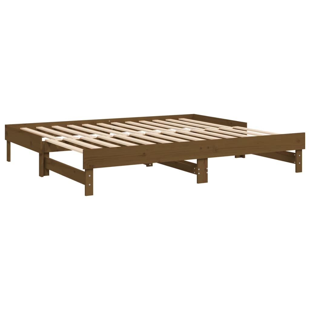 vidaXL Sofá cama extraíble sin colchón marrón miel 2x(80x200) cm