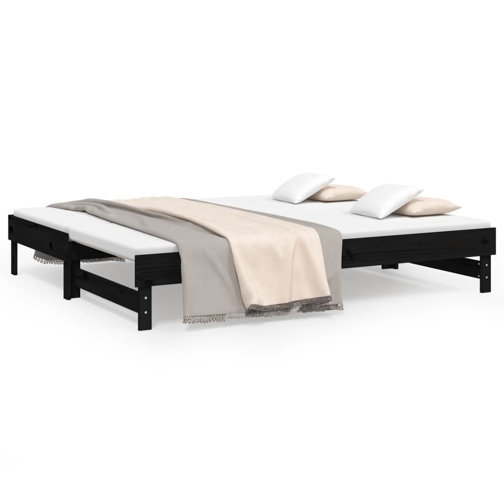 vidaXL Sofá cama extraíble sin colchón negro 2x(80x200) cm