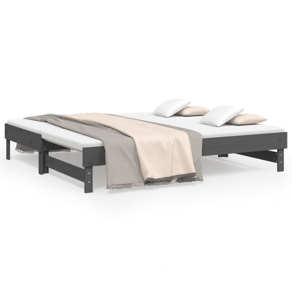 vidaXL Sofá cama extraíble sin colchón gris 2x(90x190) cm