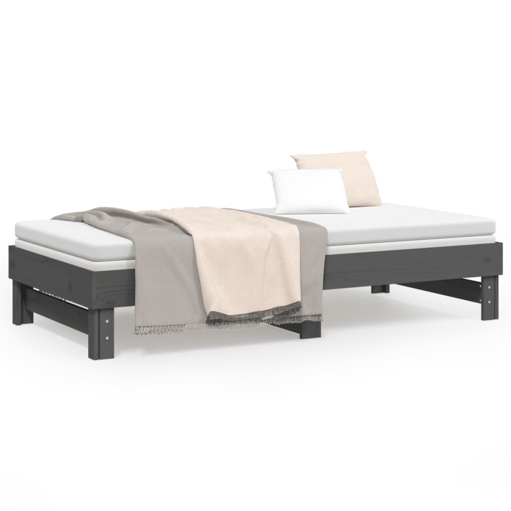 vidaXL Sofá cama extraíble sin colchón gris 2x(90x190) cm