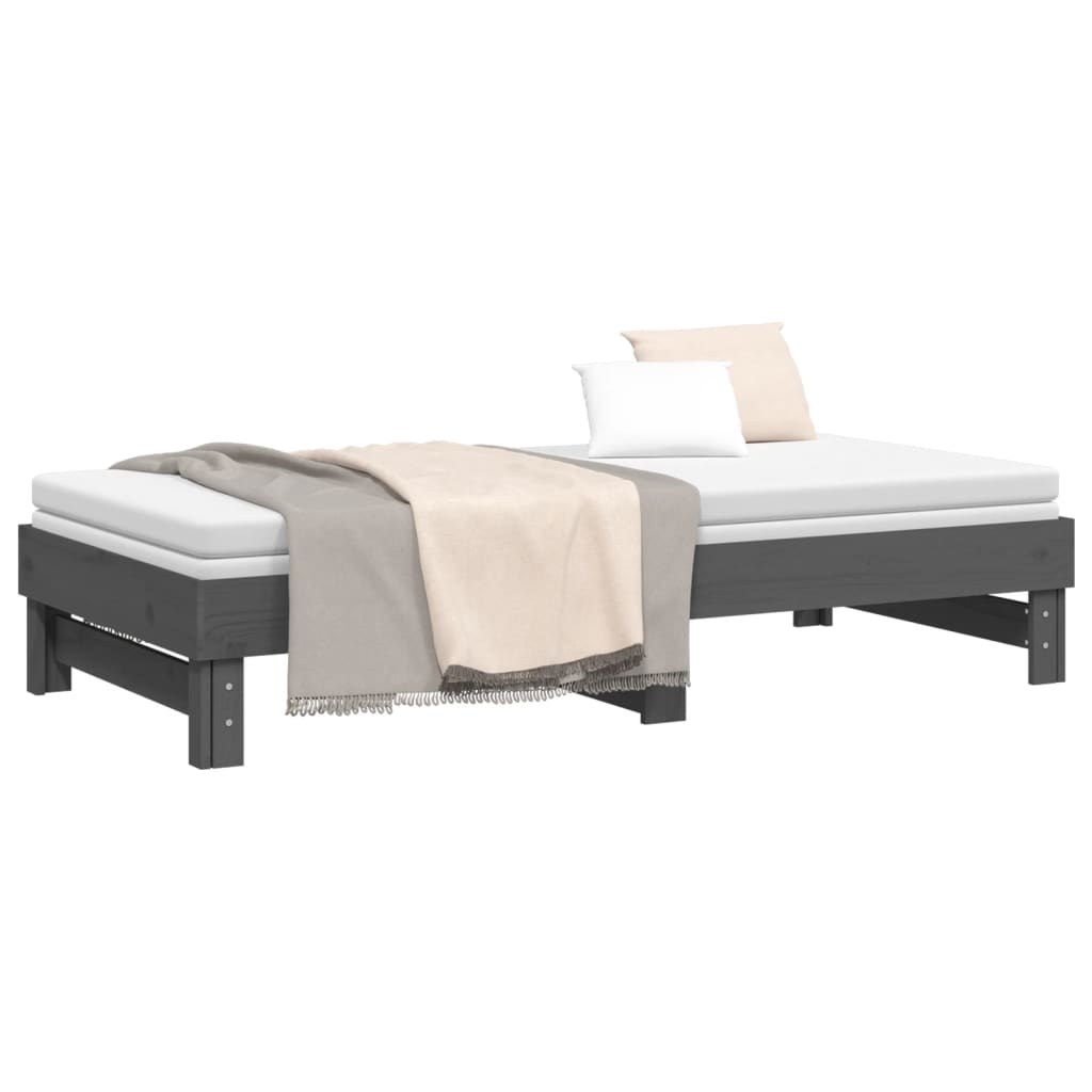 vidaXL Sofá cama extraíble sin colchón gris 2x(90x190) cm