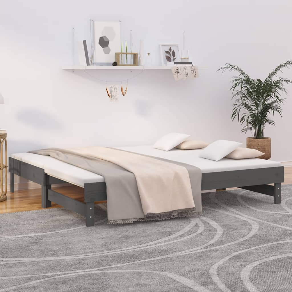 vidaXL Sofá cama extraíble sin colchón gris 2x(90x190) cm