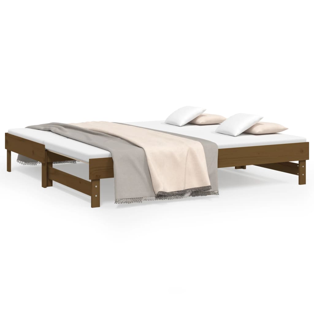 vidaXL Sofá cama extraíble sin colchón marrón miel 2x(90x190) cm