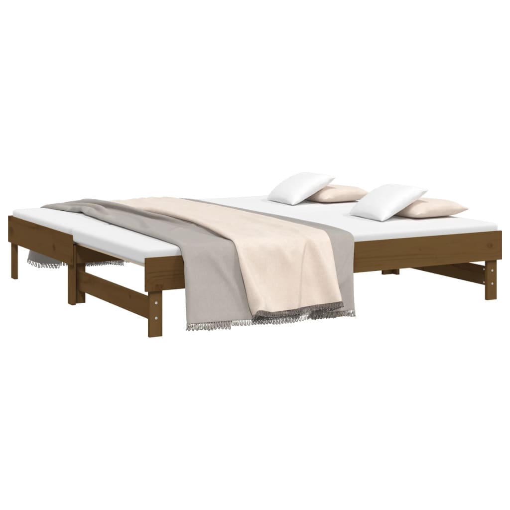 vidaXL Sofá cama extraíble sin colchón marrón miel 2x(90x190) cm