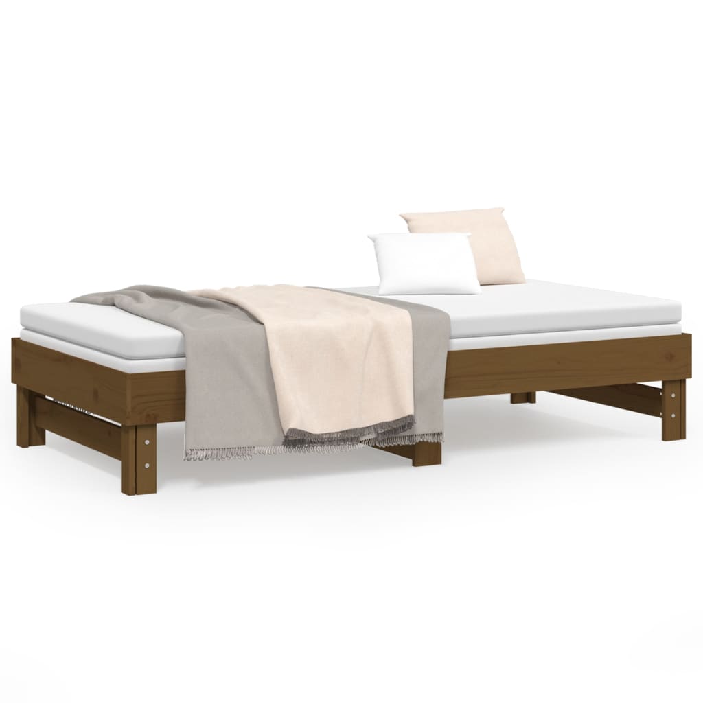 vidaXL Sofá cama extraíble sin colchón marrón miel 2x(90x190) cm