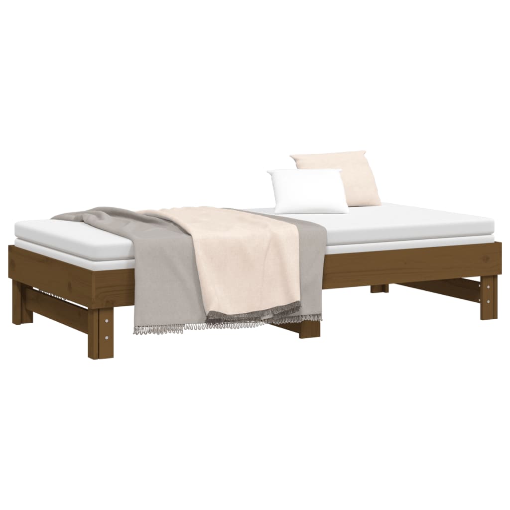 vidaXL Sofá cama extraíble sin colchón marrón miel 2x(90x190) cm