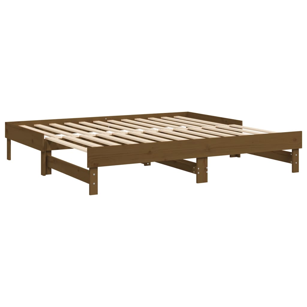 vidaXL Sofá cama extraíble sin colchón marrón miel 2x(90x190) cm