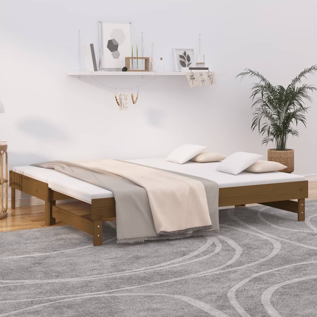 vidaXL Sofá cama extraíble sin colchón marrón miel 2x(90x190) cm