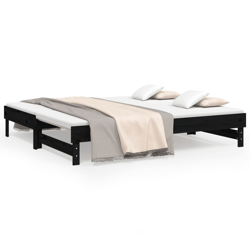 vidaXL Sofá cama extraíble sin colchón negro 2x(90x190) cm