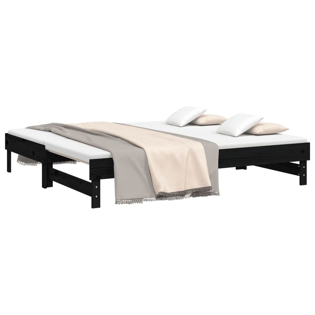 vidaXL Sofá cama extraíble sin colchón negro 2x(90x190) cm