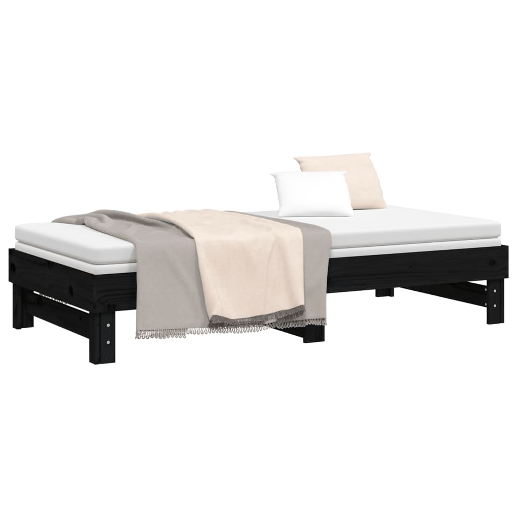 vidaXL Sofá cama extraíble sin colchón negro 2x(90x190) cm