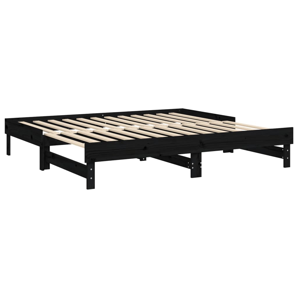 vidaXL Sofá cama extraíble sin colchón negro 2x(90x190) cm